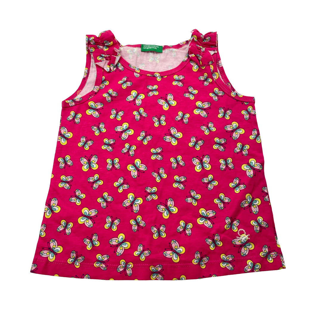 Girls UNITED COLORS OF BENETTON, cotton summer top, butterflies, EUC, size 2,  