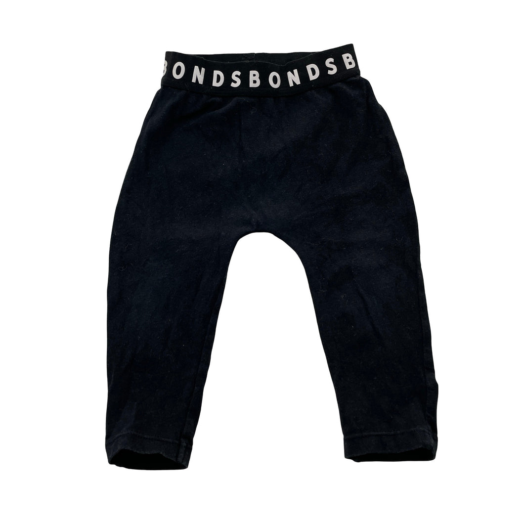Unisex BONDS, black leggings / bottoms, elasticated (wash fade), FUC, size 00,  