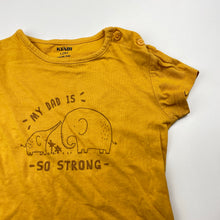 Load image into Gallery viewer, Unisex KIABI, yellow cotton tee / top, elephants, GUC, size 0-1,  