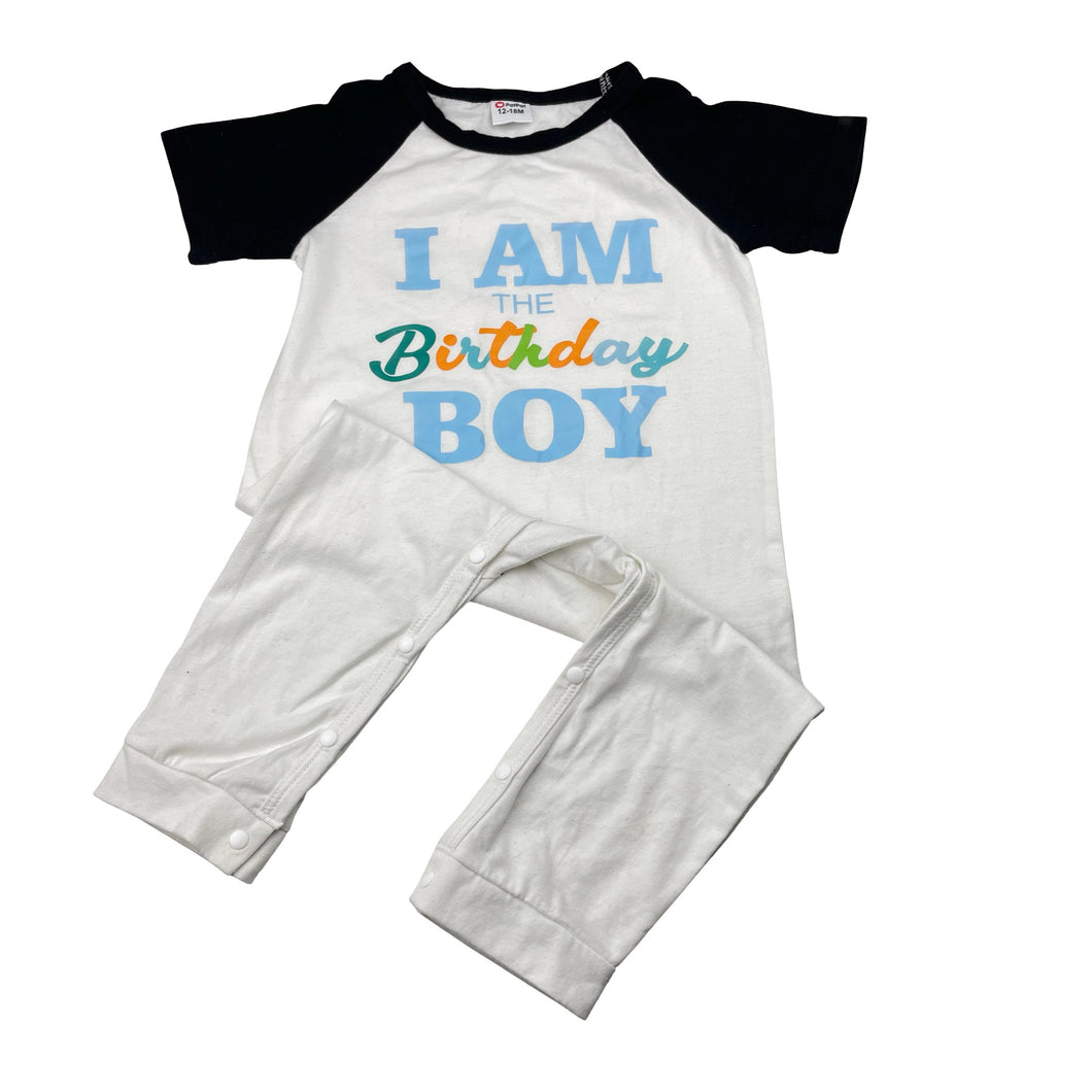 Boys PatPat, lightweight romper, Birthday Boy, EUC, size 1,  