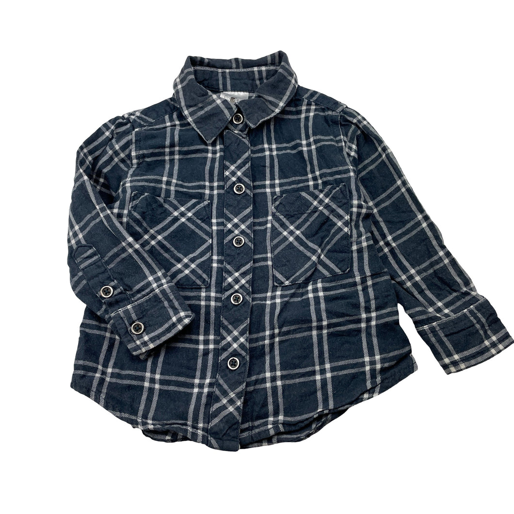 Boys H&T, checked cotton long sleeve shirt, GUC, size 1,  