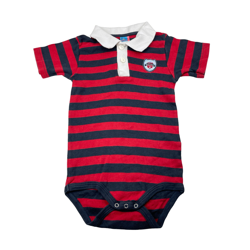 Boys Topolino, striped cotton polo romper, EUC, size 2,  