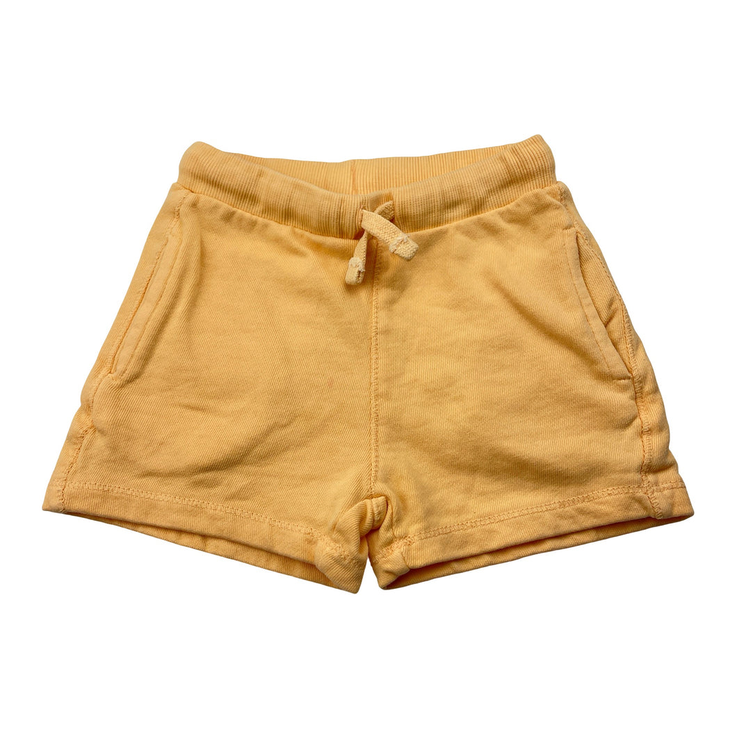 Unisex Zara, orange cotton shorts, elasticated (light mark front), FUC, size 2,  