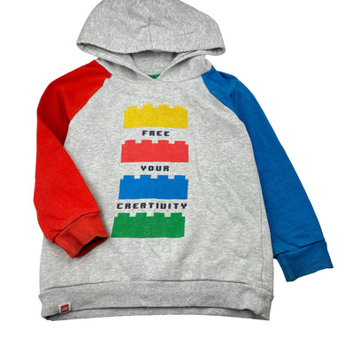Boys LEGO, fleece-lined hoodie sweater (wash fade, marks on front), FUC, size 6,  
