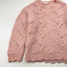 Load image into Gallery viewer, Girls pink, chenille knit sweater / jumper, GUC, size 4,  