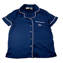 Load image into Gallery viewer, Girls Peter Alexander, navy satin pyjama top, GUC, size 8,  