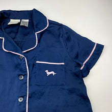 Load image into Gallery viewer, Girls Peter Alexander, navy satin pyjama top, GUC, size 8,  