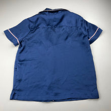 Load image into Gallery viewer, Girls Peter Alexander, navy satin pyjama top, GUC, size 8,  