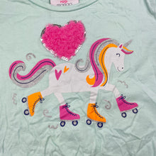 Load image into Gallery viewer, Girls Mango, tie-front cotton tee / top, unicorn, GUC, size 6,  