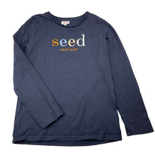 Load image into Gallery viewer, Unisex Seed, Heritage embroidered navy cotton top, EUC, size 10,  