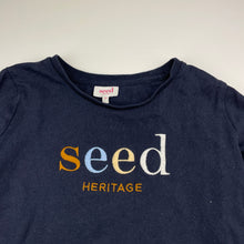 Load image into Gallery viewer, Unisex Seed, Heritage embroidered navy cotton top, EUC, size 10,  