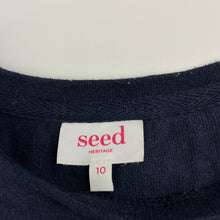 Load image into Gallery viewer, Unisex Seed, Heritage embroidered navy cotton top, EUC, size 10,  