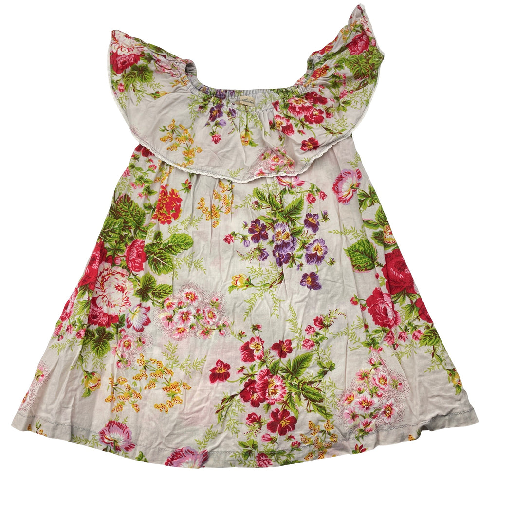 Girls Mardi Amber, lightweight floral cotton top, armpit-armpit: 27cm, L: 42cm, EUC, size 3-4,  