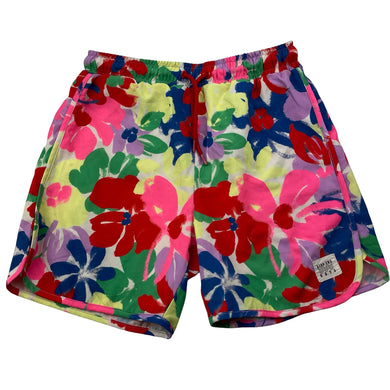 Girls Cotton On, bright floral board shorts, elasticated, GUC, size 9-10,  