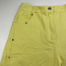 Load image into Gallery viewer, Girls embellished, yelloe denim shorts, elasticated, EUC, size 15-16,  