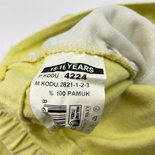 Load image into Gallery viewer, Girls embellished, yelloe denim shorts, elasticated, EUC, size 15-16,  