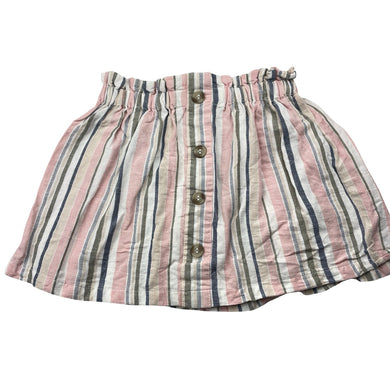 Girls striped, skirt, elasticated, no labels, W: 25cm across unstretched, L:28cm, GUC, size 3-4,  