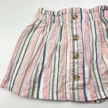 Load image into Gallery viewer, Girls striped, skirt, elasticated, no labels, W: 25cm across unstretched, L:28cm, GUC, size 3-4,  