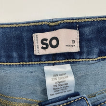 Load image into Gallery viewer, Girls SO, lightweight stretchy denim shorts, adjustable, EUC, size 10,  