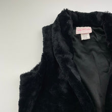 Load image into Gallery viewer, Girls Kids Can&#39;t Miss, black faux fur vest, armpit-armpit: 37cm, GUC, size 14-16,  