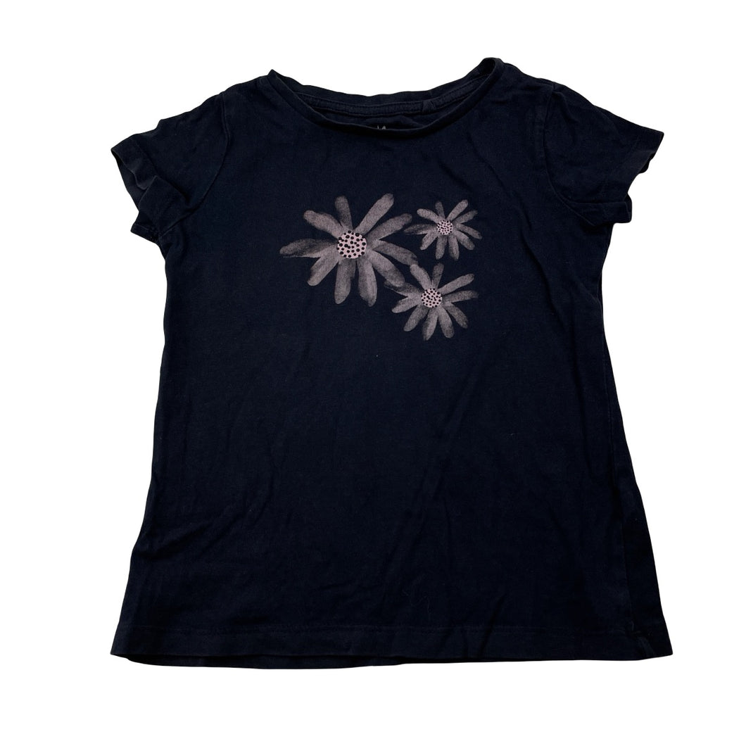 Girls Anko, navy cotton tee / top, flowers, GUC, size 4,  