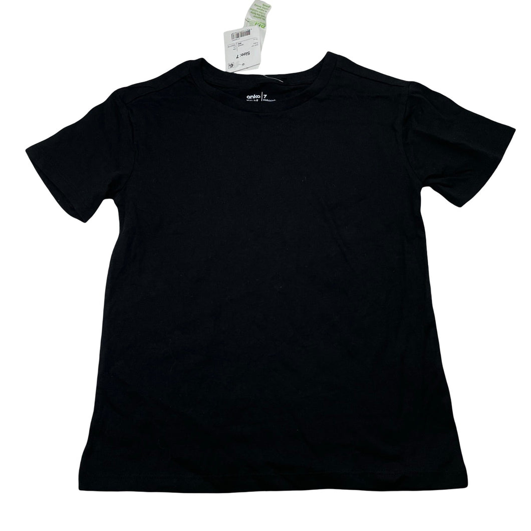 Unisex Anko, black cotton tee / top, NEW, size 7,  