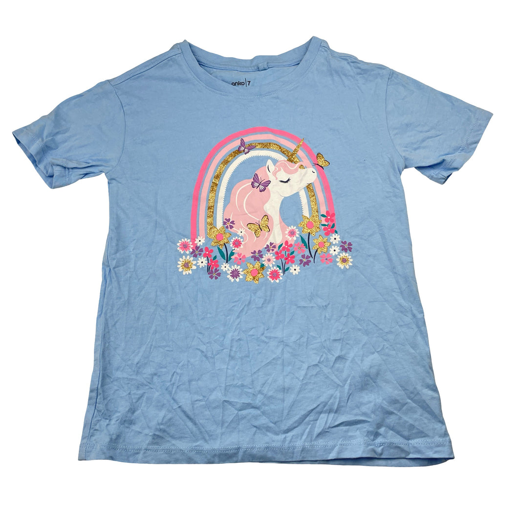 Girls Anko, cotton tee / top, unicorn, EUC, size 7,  