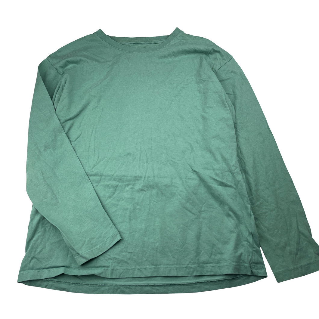 Boys ORGANIC RAINBOW, green cotton long sleeve tee / top, EUC, size 13-14,  