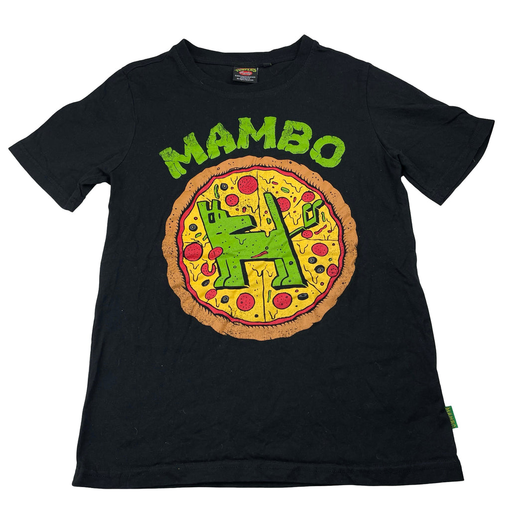 Boys MAMBO, x TM Ninja Turtles black cotton tee / top, pizza, EUC, size 14,  