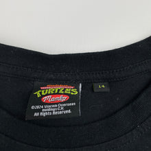 Load image into Gallery viewer, Boys MAMBO, x TM Ninja Turtles black cotton tee / top, pizza, EUC, size 14,  