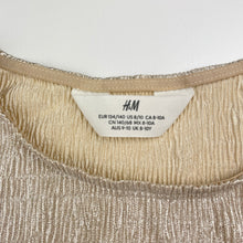 Load image into Gallery viewer, Girls H&amp;M, metallic gold lightweight crinkle top, EUC, size 9-10,  