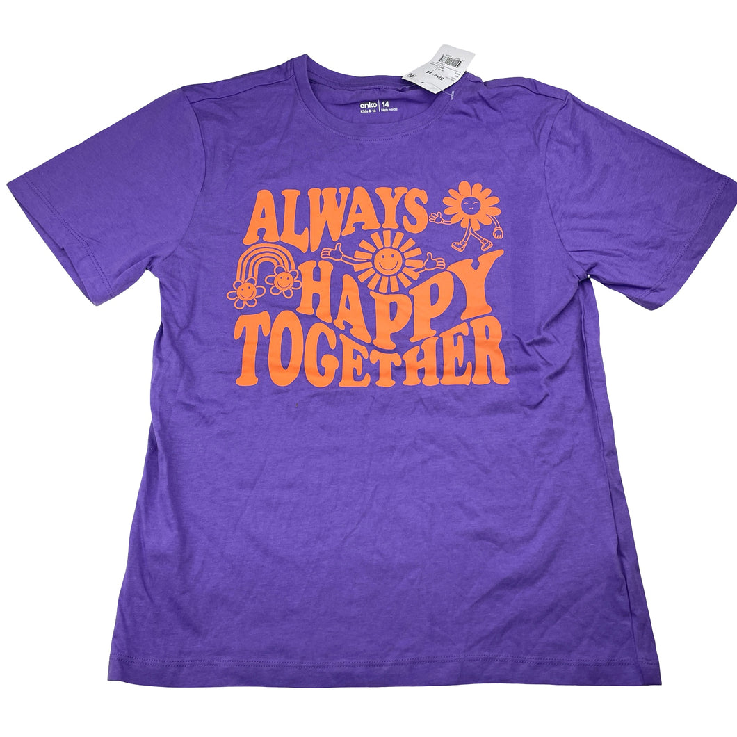 Girls Anko, purple cotton tee / top, NEW, size 14,  