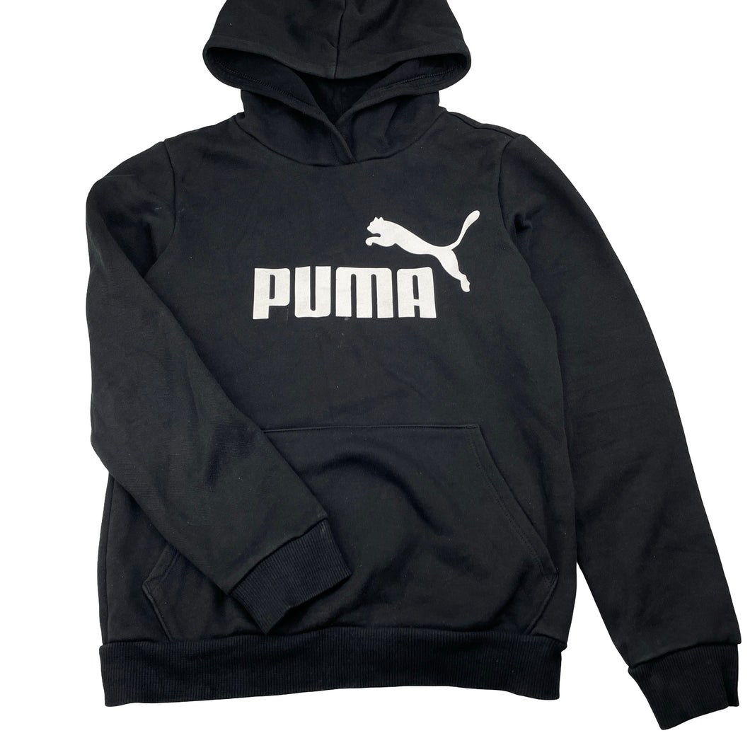 Unisex PUMA, black fleece-lined hoodie sweater, EUC, size 11-12,  