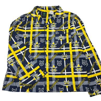 Unisex NRL SUPPORTER, COWBOYS flannel cotton pyjama top, EUC, size 12,  