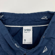 Load image into Gallery viewer, Boys Anko, navy cotton short sleeve shirt, EUC, size 5,  
