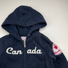 Load image into Gallery viewer, Unisex Canadiana, navy fleece-lined zip hoodie sweater, EUC, size 3,  