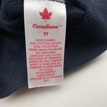 Load image into Gallery viewer, Unisex Canadiana, navy fleece-lined zip hoodie sweater, EUC, size 3,  