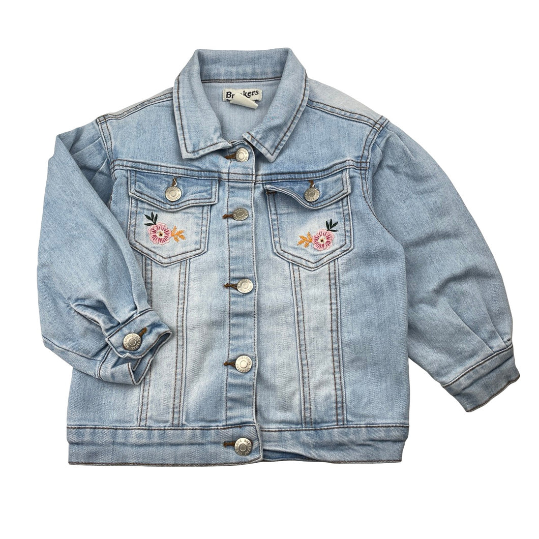 Girls Breakers, embroidered stretch denim jacket, GUC, size 4,  