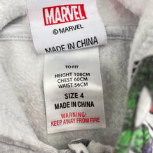 Load image into Gallery viewer, Boys MARVEL, fleece-lined zip hoodie sweater, GUC, size 4,  
