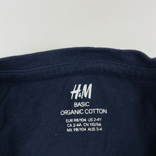 Load image into Gallery viewer, Unisex H&amp;M, navy cotton long sleeve tee / top, EUC, size 3-4,  