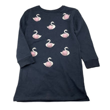Load image into Gallery viewer, Girls Kids &amp; Co, fleece-lined sweater dress, swans, GUC, size 7, L: 62cm