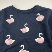Load image into Gallery viewer, Girls Kids &amp; Co, fleece-lined sweater dress, swans, GUC, size 7, L: 62cm
