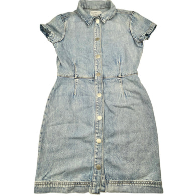 Girls DECJUBA KIDS, blue denim shirt dress, poppers, GUC, size 10, L: 70cm