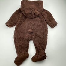 Load image into Gallery viewer, Unisex Dymples, fleece zip-up hooded romper, GUC, size 00,  