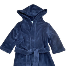 Load image into Gallery viewer, Unisex Brilliant Basics, navy fleece dressing gown / bath robe, EUC, size 2,  