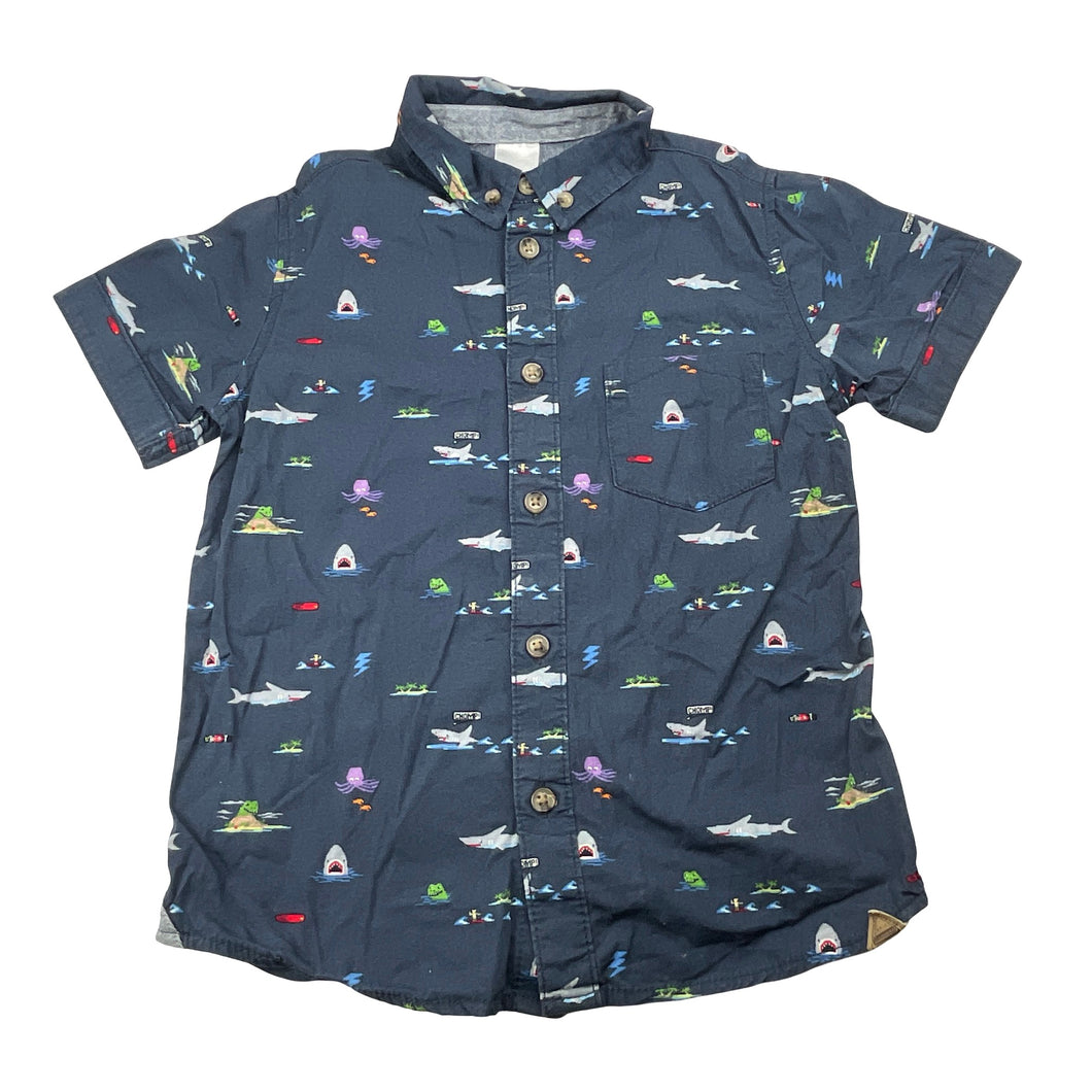 Boys Target, cotton short sleeve shirt, sharks, GUC, size 5,  