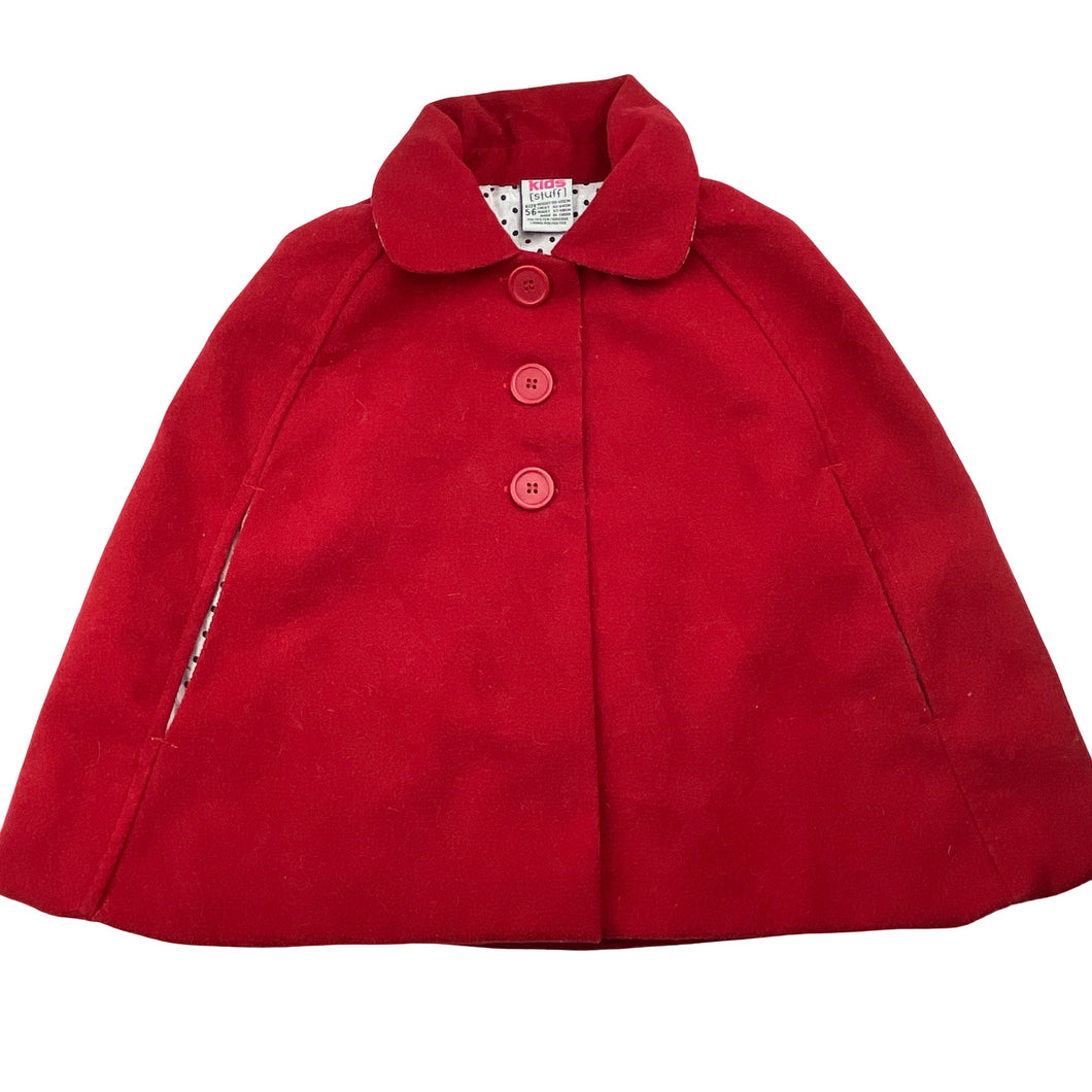 Girls Kids Stuff, red poncho jacket, GUC, size 5-6,  