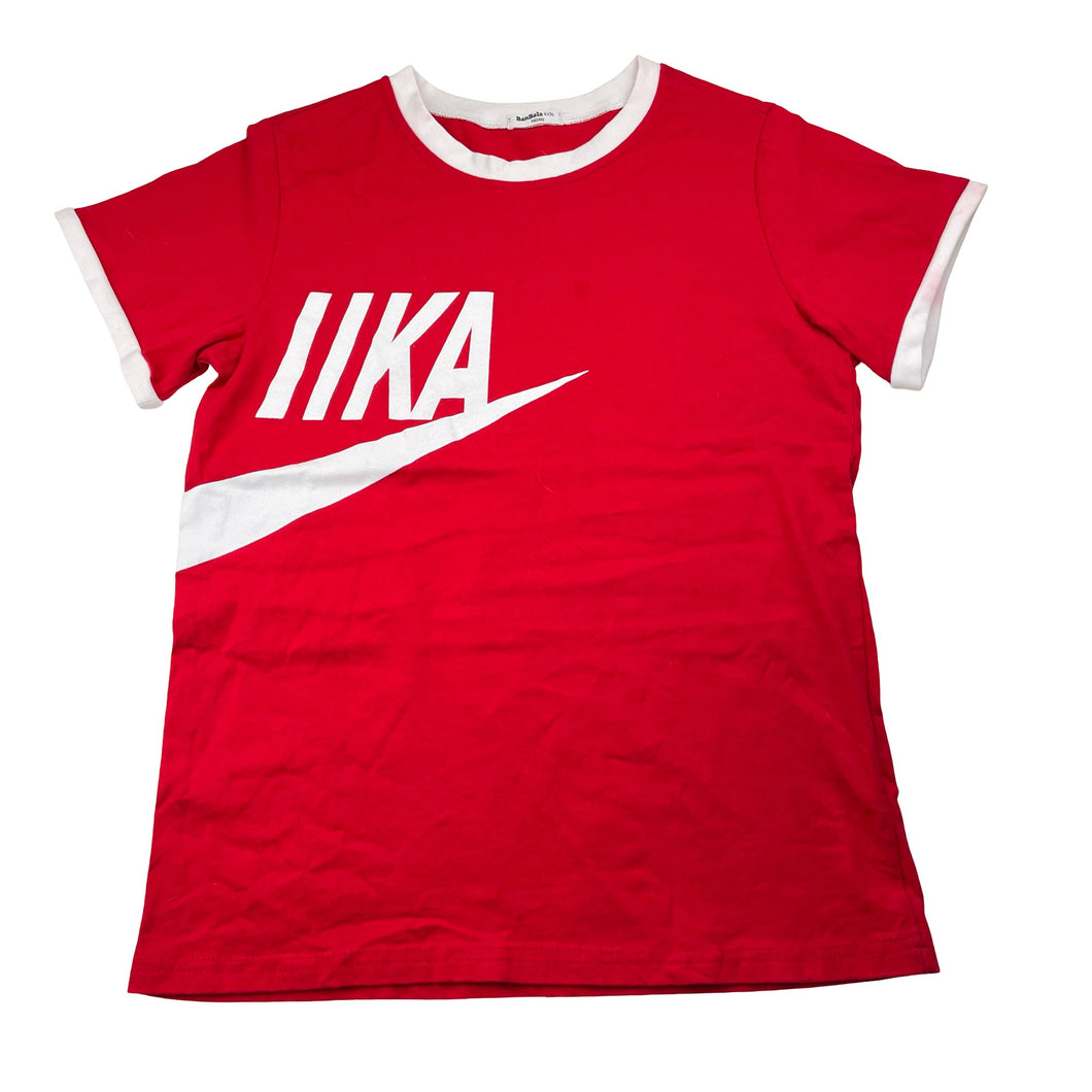 Boys BanBala Kids, red & white cotton tee / top, armpit-armpit: 40cm, EUC, size 13-14,  