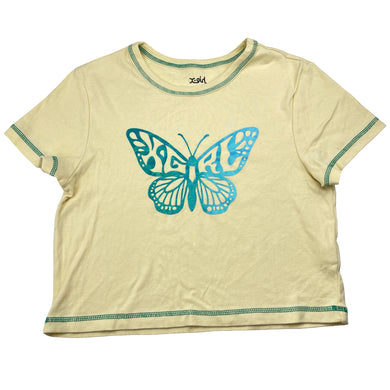Girls X-girl, cropped cotton tee / top, butterfly, EUC, size 14,  