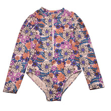 Load image into Gallery viewer, Girls Mango, floral long sleeve swim one-piece, EUC, size 6,  